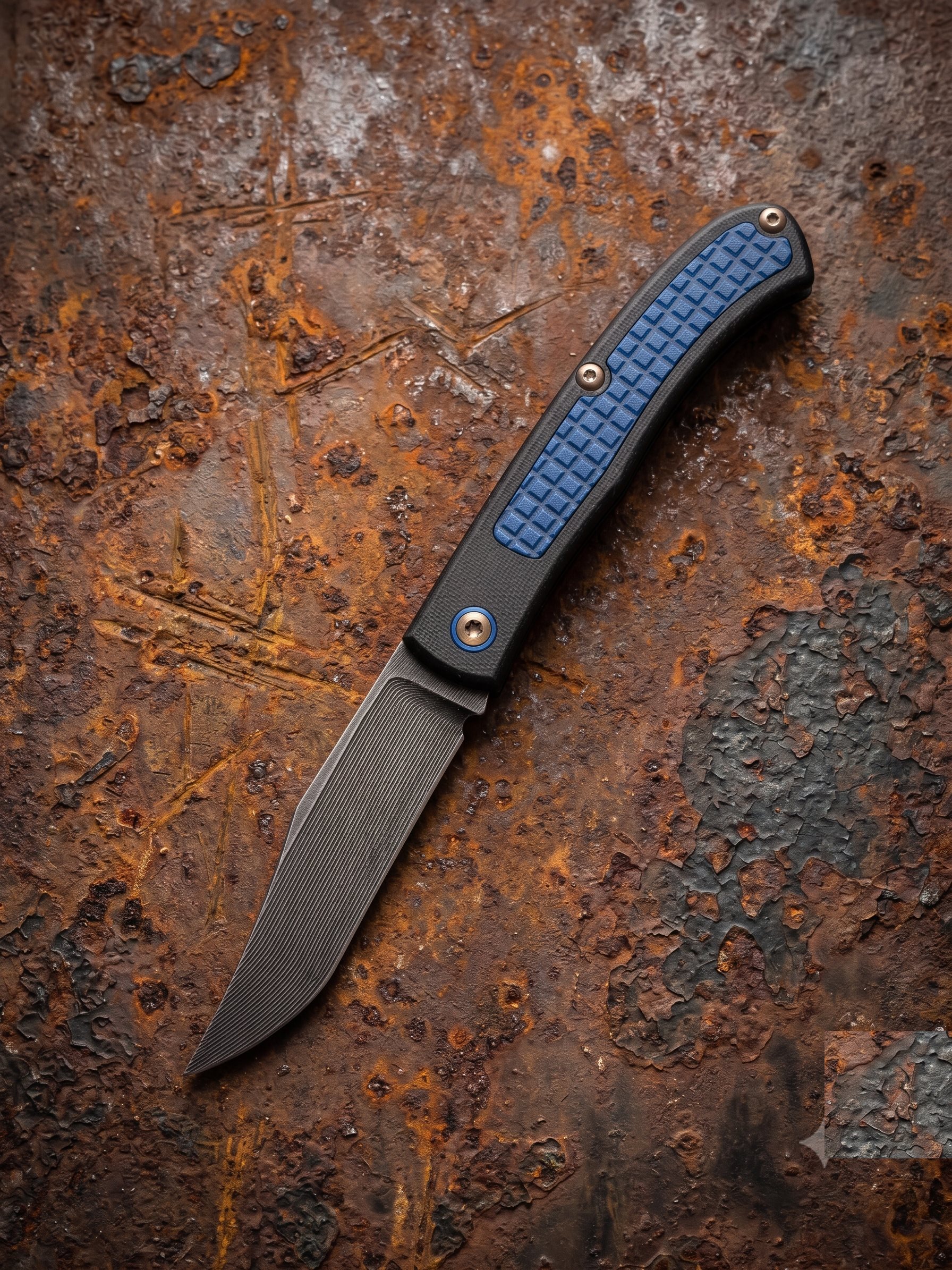 Vagabund Slipjoint-Taschenmesser auf verkohltem Holz — dritte Ausführung